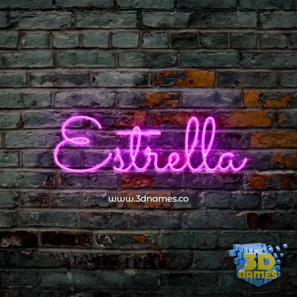 estrella in Pink Neon style - 3D name wallpaper