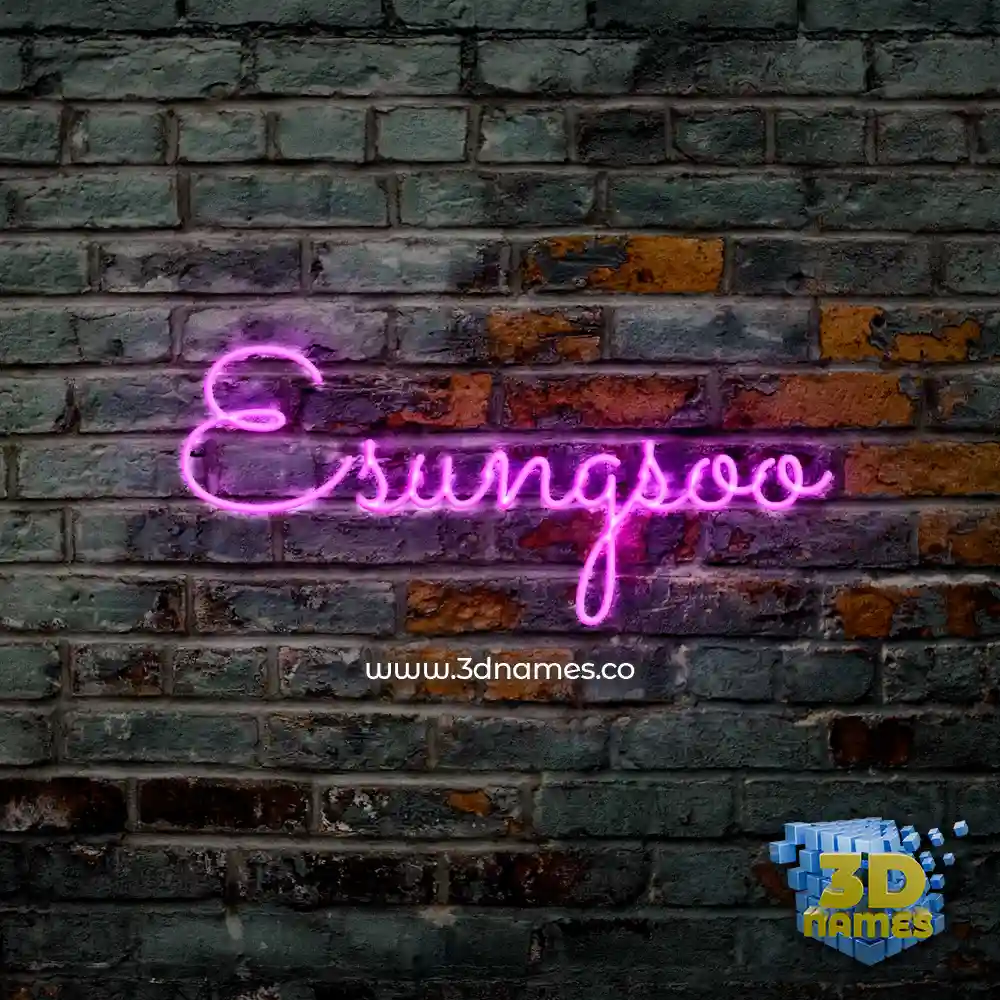 esungsoo in Pink Neon style - 3D name wallpaper