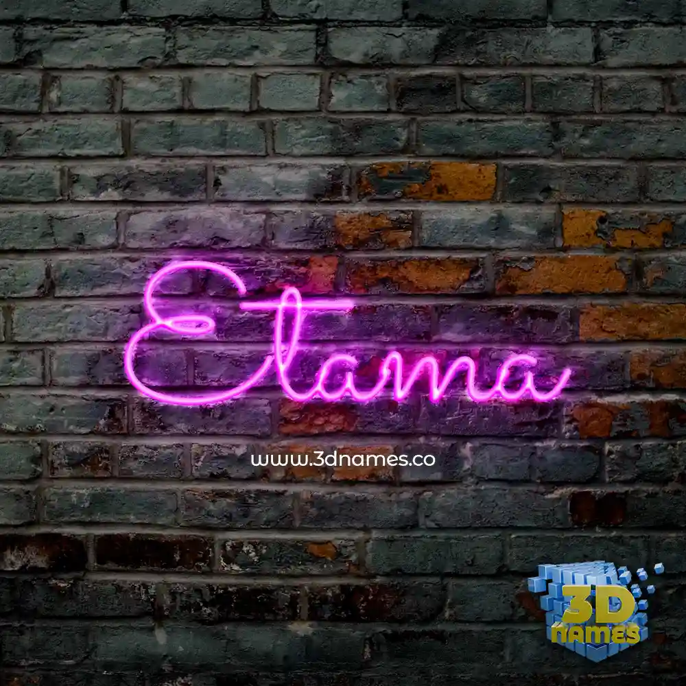 etama in Pink Neon style - 3D name wallpaper