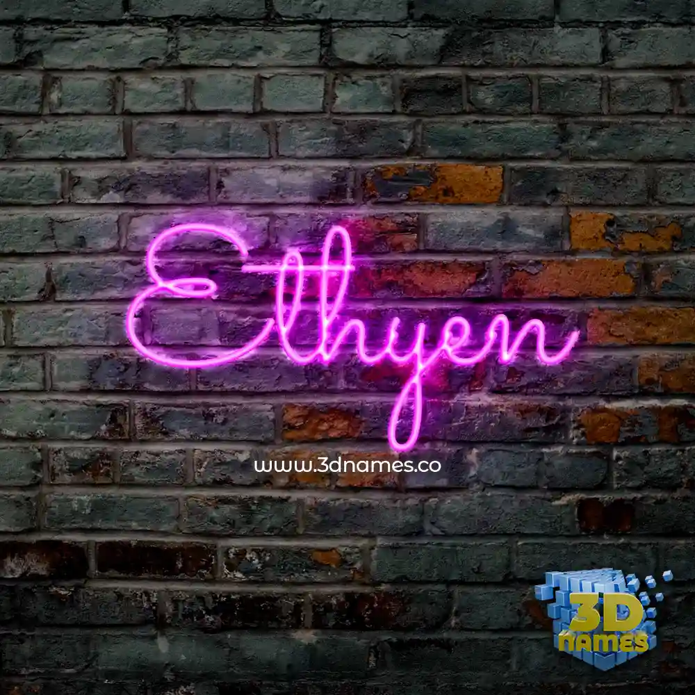 ethyen in Pink Neon style - 3D name wallpaper