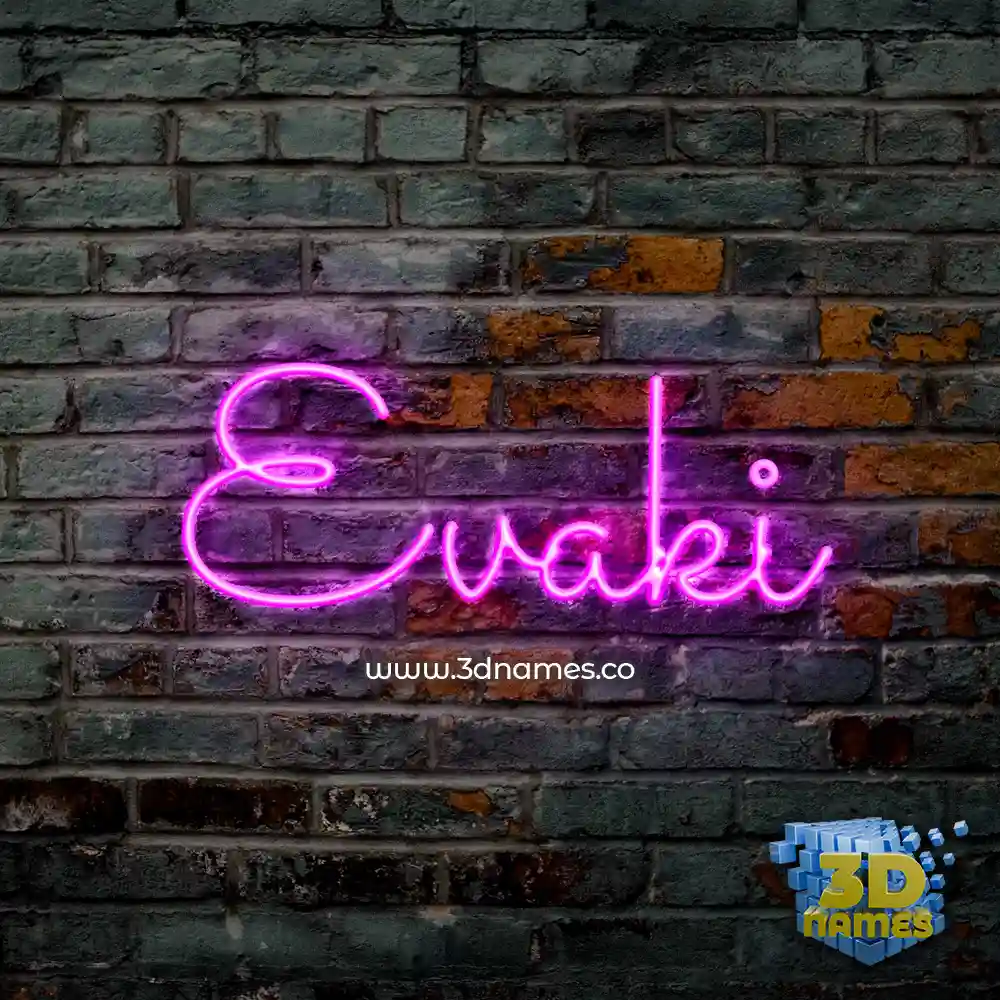 evaki in Pink Neon style - 3D name wallpaper