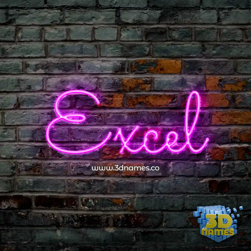 excel in Pink Neon style - 3D name wallpaper