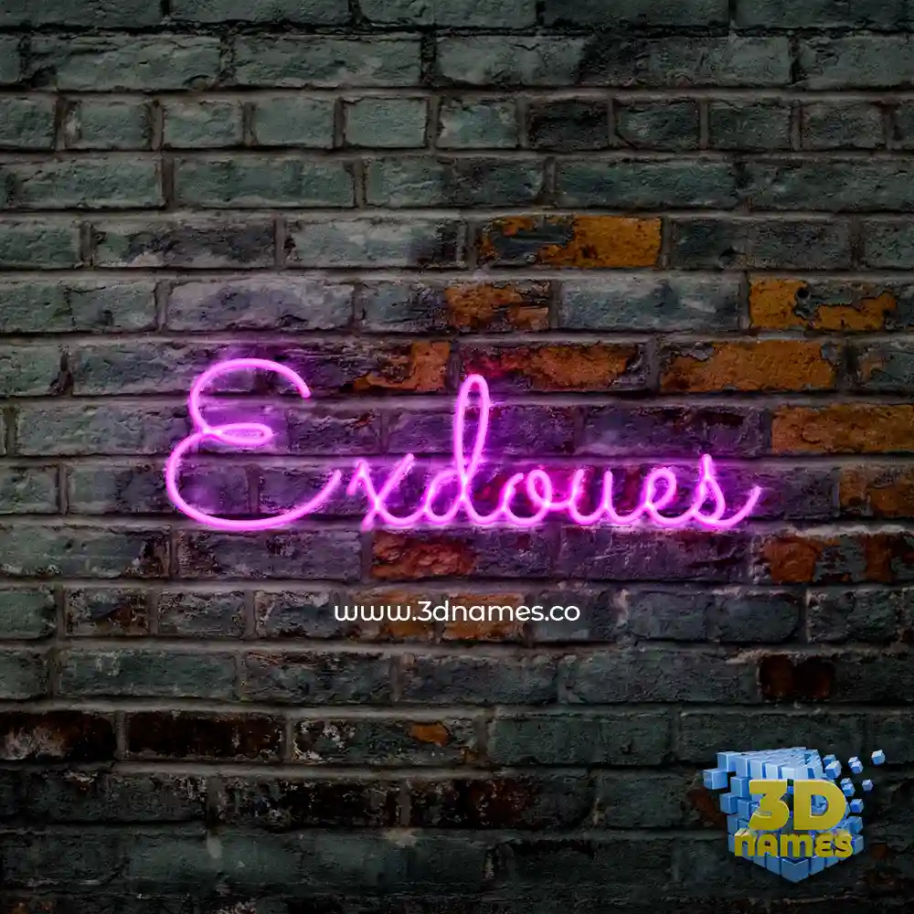 exdoues in Pink Neon style - 3D name wallpaper