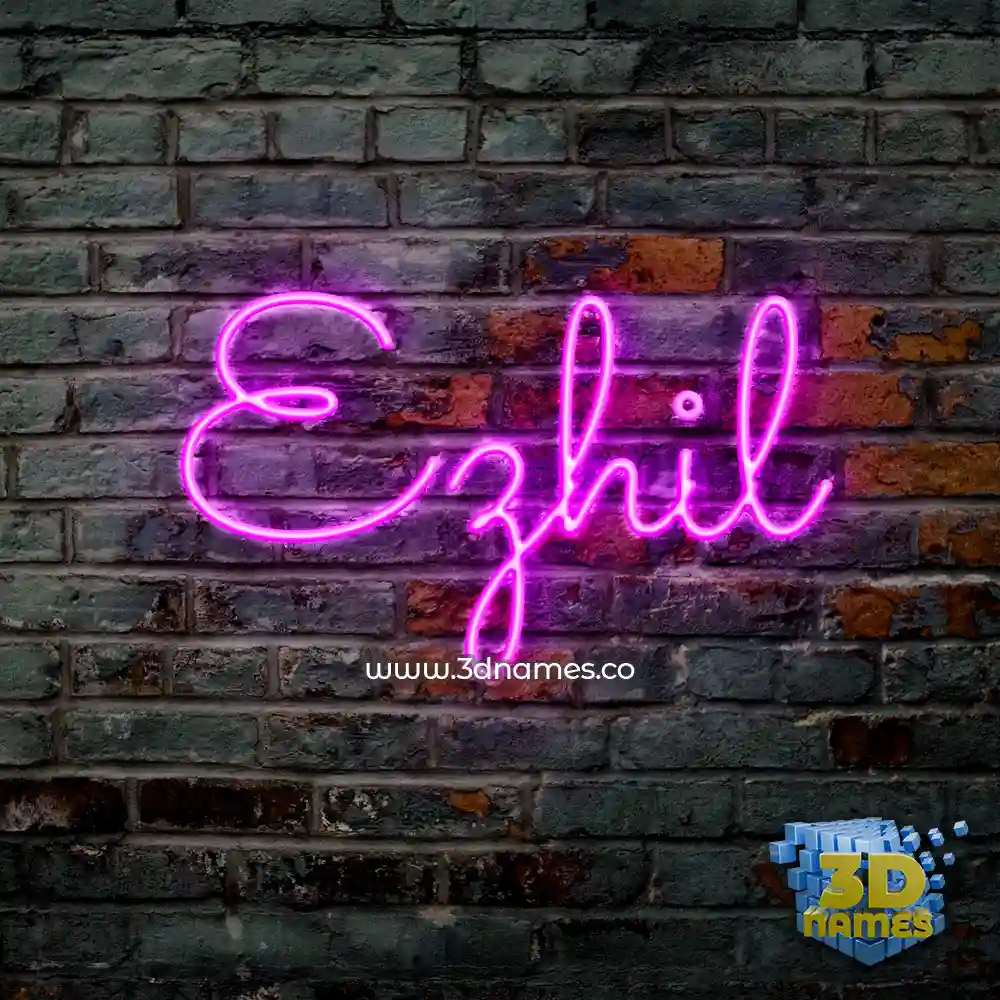 ezhil in Pink Neon style - 3D name wallpaper