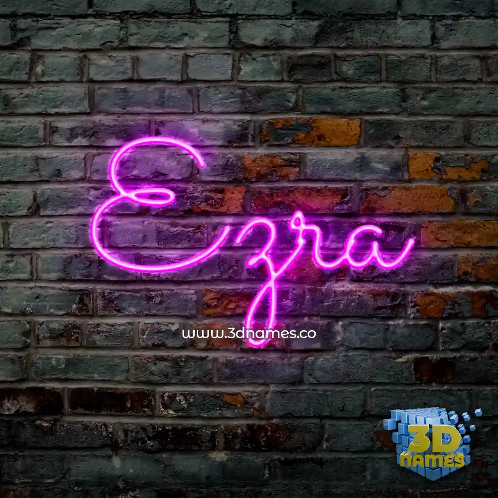 ezra in Pink Neon style - 3D name wallpaper