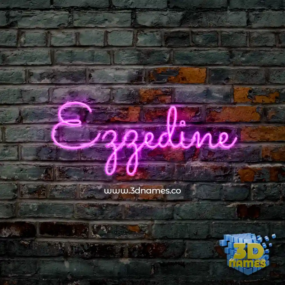 ezzedine in Pink Neon style - 3D name wallpaper
