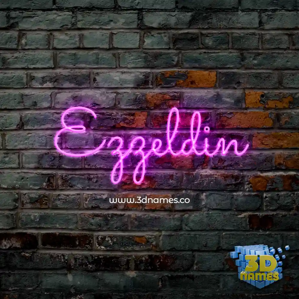 ezzeldin in Pink Neon style - 3D name wallpaper