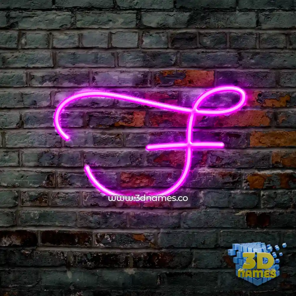 f in Pink Neon style - 3D name wallpaper