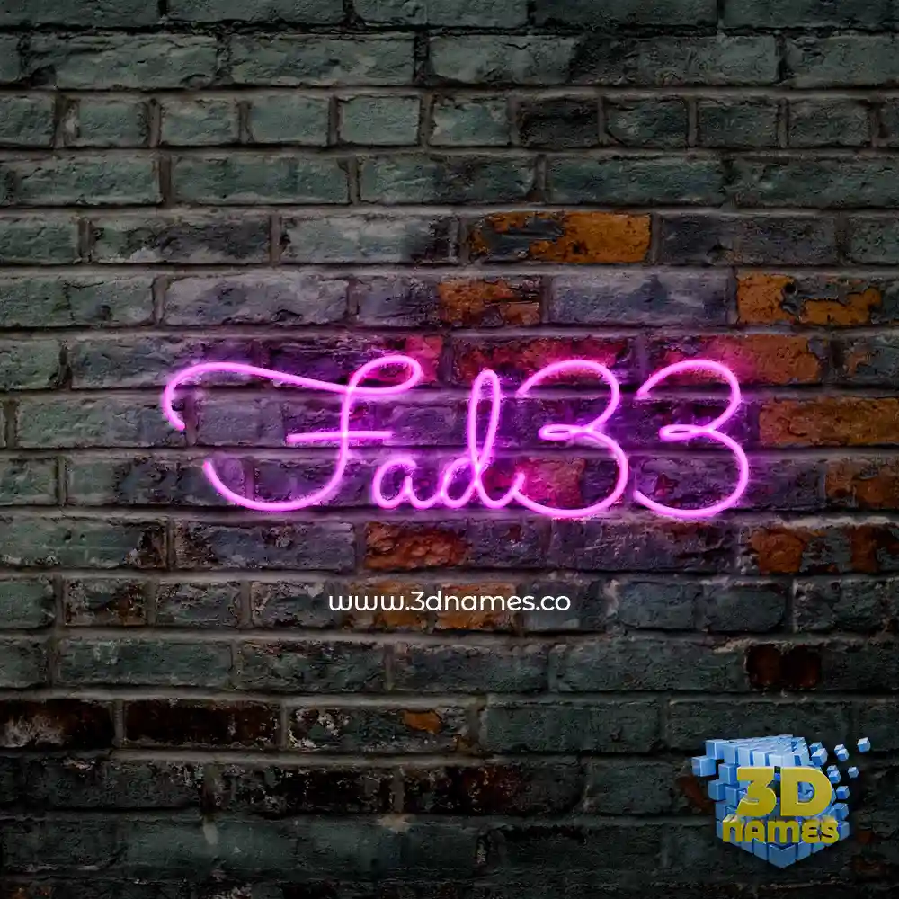 fad33 in Pink Neon style - 3D name wallpaper