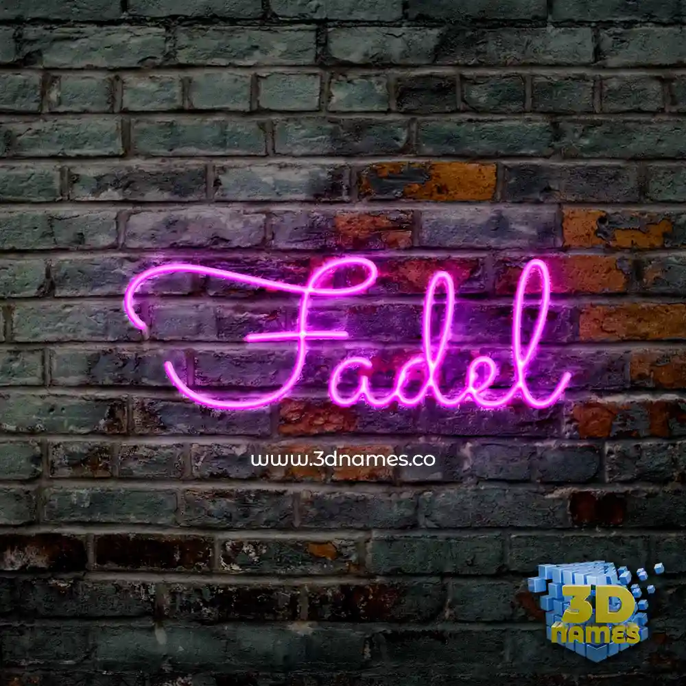 fadel in Pink Neon style - 3D name wallpaper
