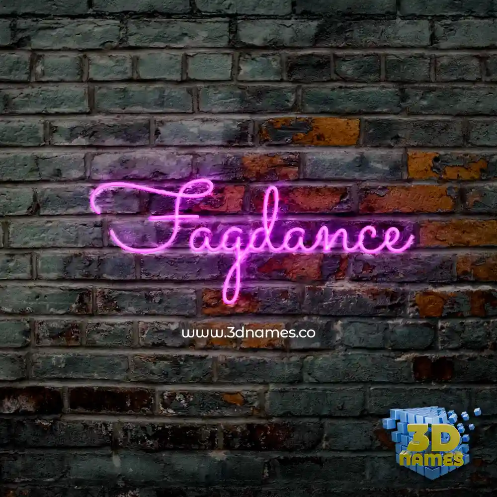 fagdance in Pink Neon style - 3D name wallpaper