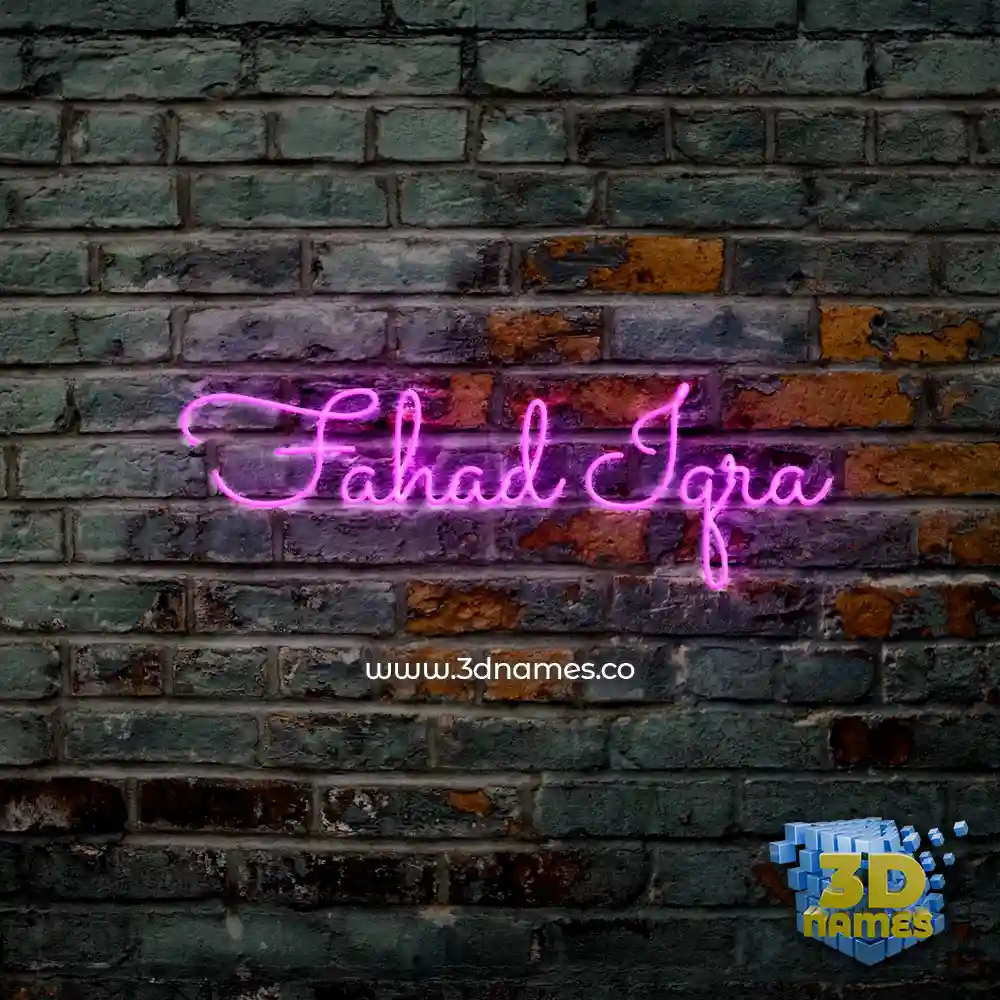 fahad iqra in Pink Neon style - 3D name wallpaper