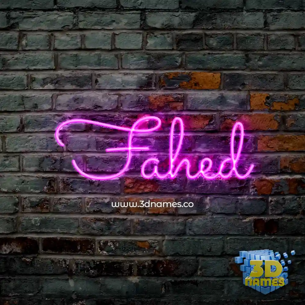 fahed in Pink Neon style - 3D name wallpaper