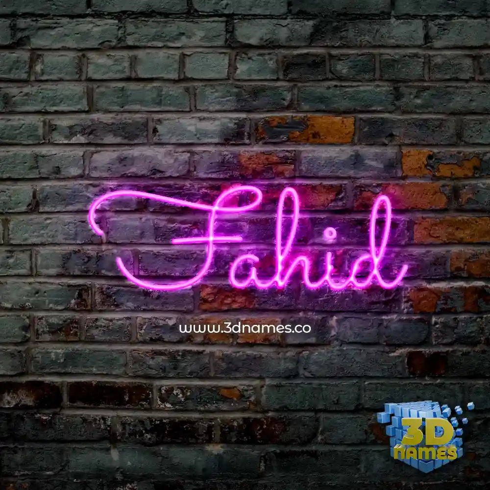 fahid in Pink Neon style - 3D name wallpaper