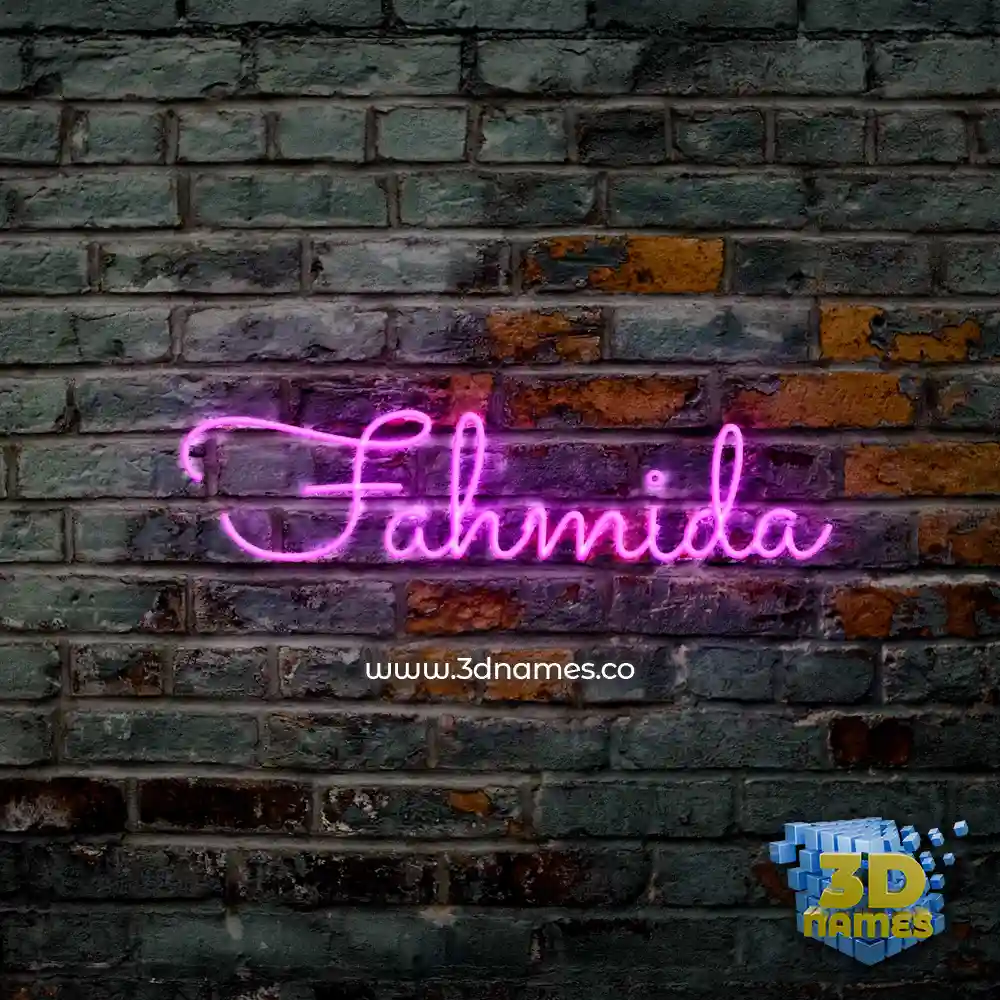 fahmida in Pink Neon style - 3D name wallpaper