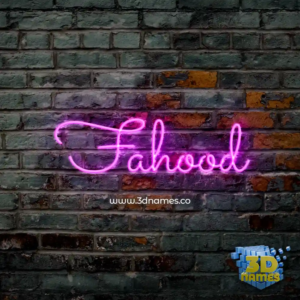 fahood in Pink Neon style - 3D name wallpaper
