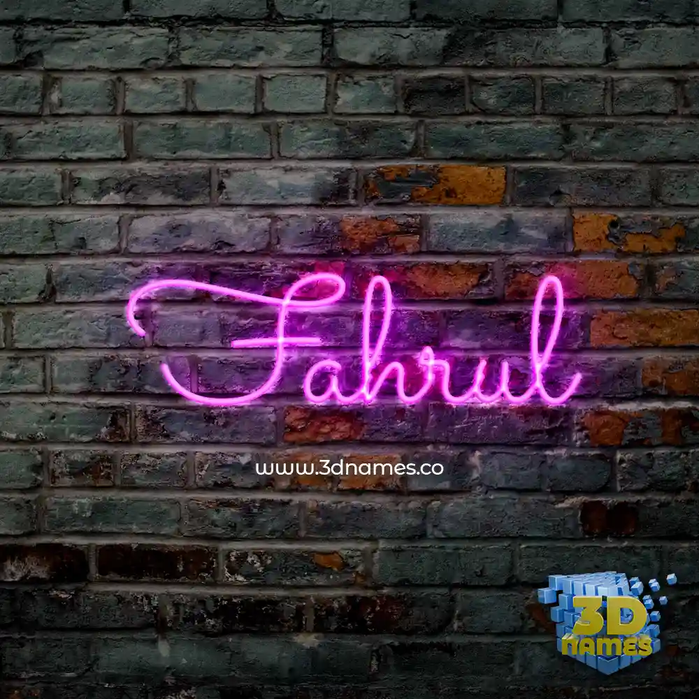 fahrul in Pink Neon style - 3D name wallpaper