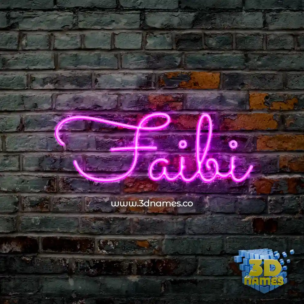 faibi in Pink Neon style - 3D name wallpaper
