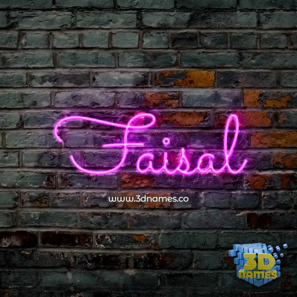 faisal in Pink Neon style - 3D name wallpaper