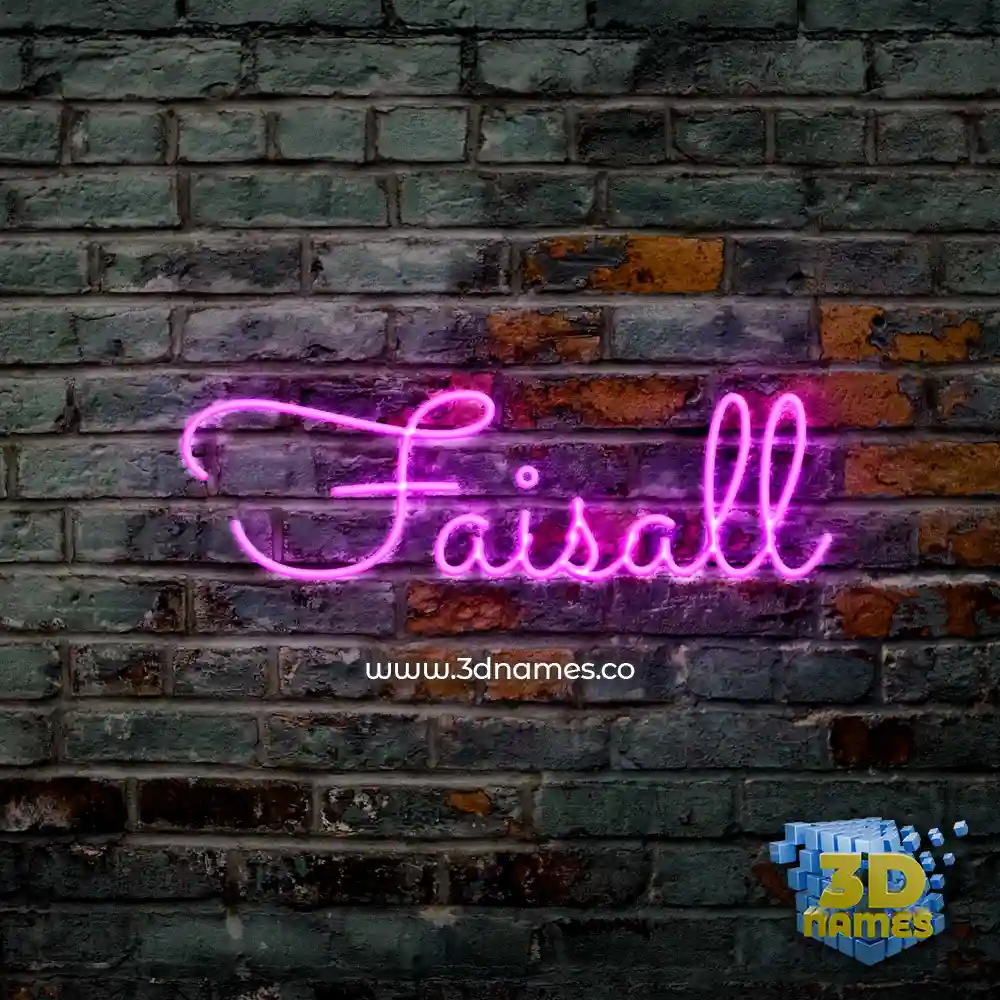 faisall in Pink Neon style - 3D name wallpaper