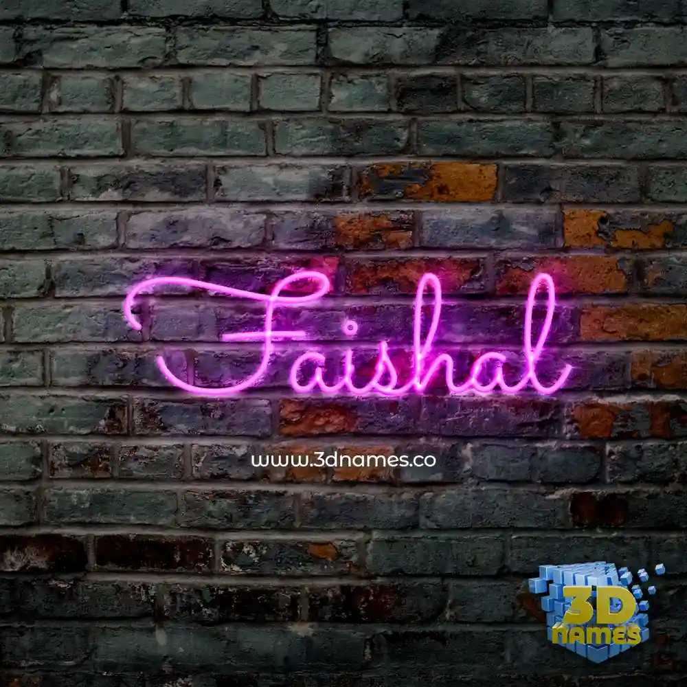 faishal in Pink Neon style - 3D name wallpaper
