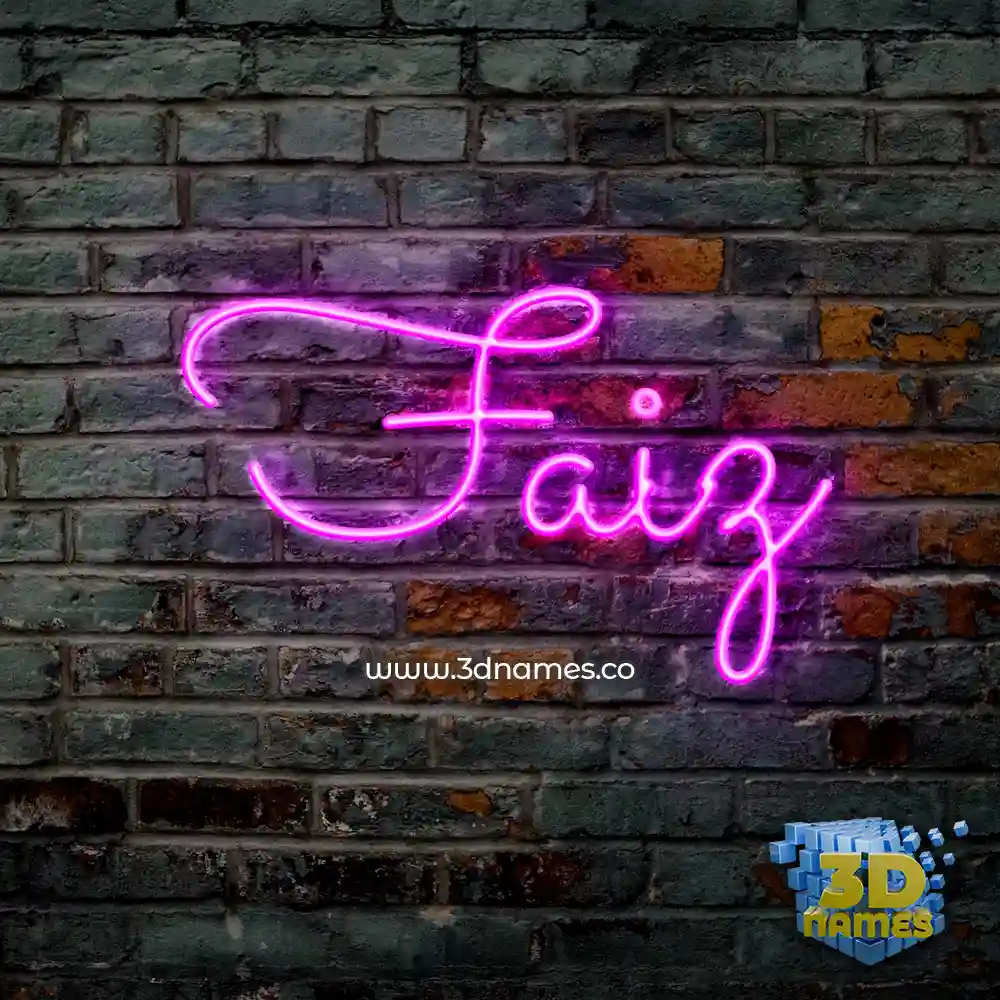 faiz in Pink Neon style - 3D name wallpaper
