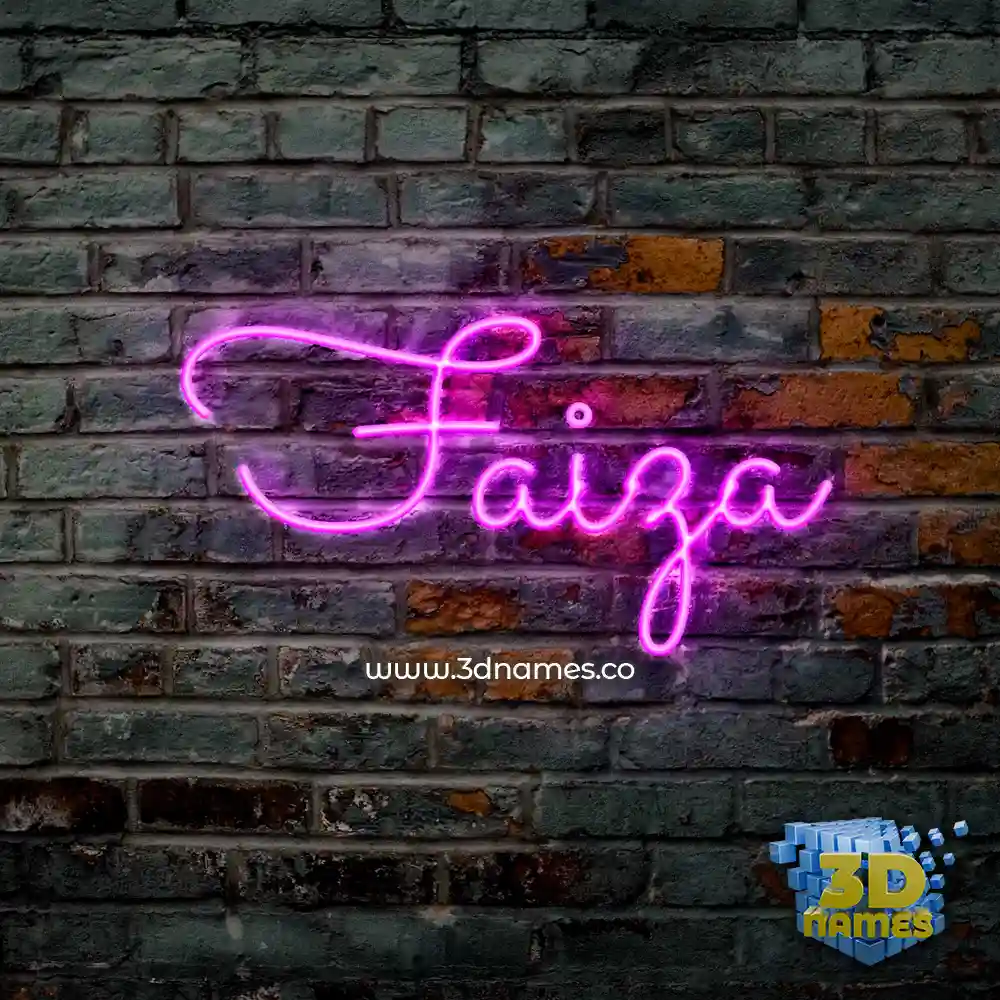 faiza in Pink Neon style - 3D name wallpaper