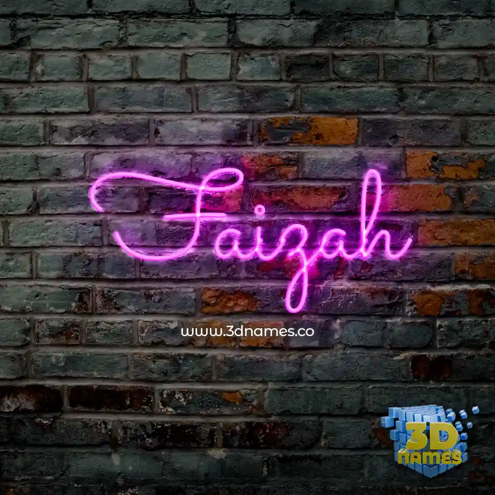 faizah in Pink Neon style - 3D name wallpaper