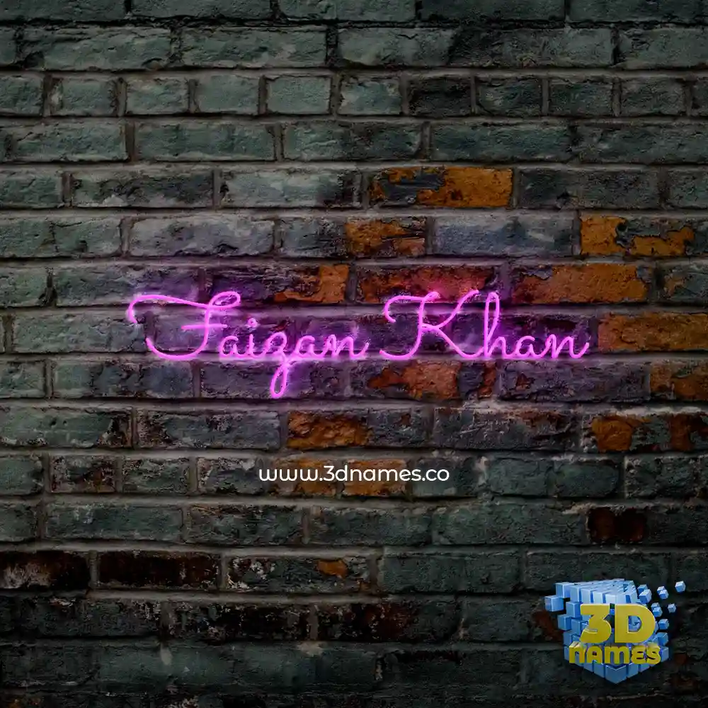 faizan khan in Pink Neon style - 3D name wallpaper