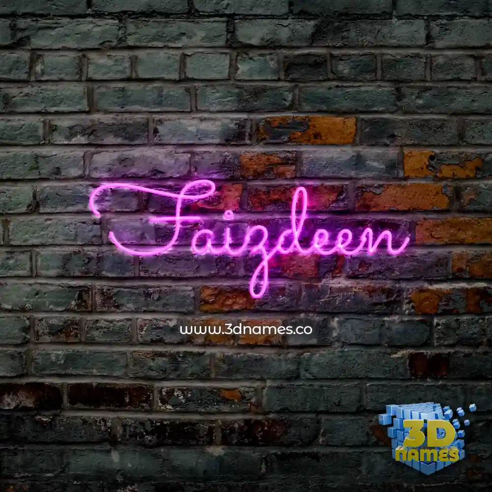 faizdeen in Pink Neon style - 3D name wallpaper