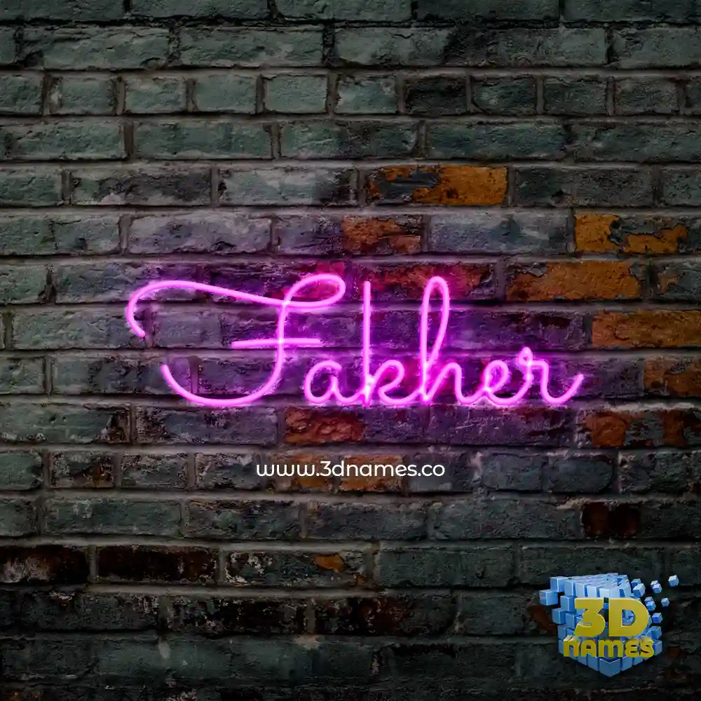 fakher in Pink Neon style - 3D name wallpaper