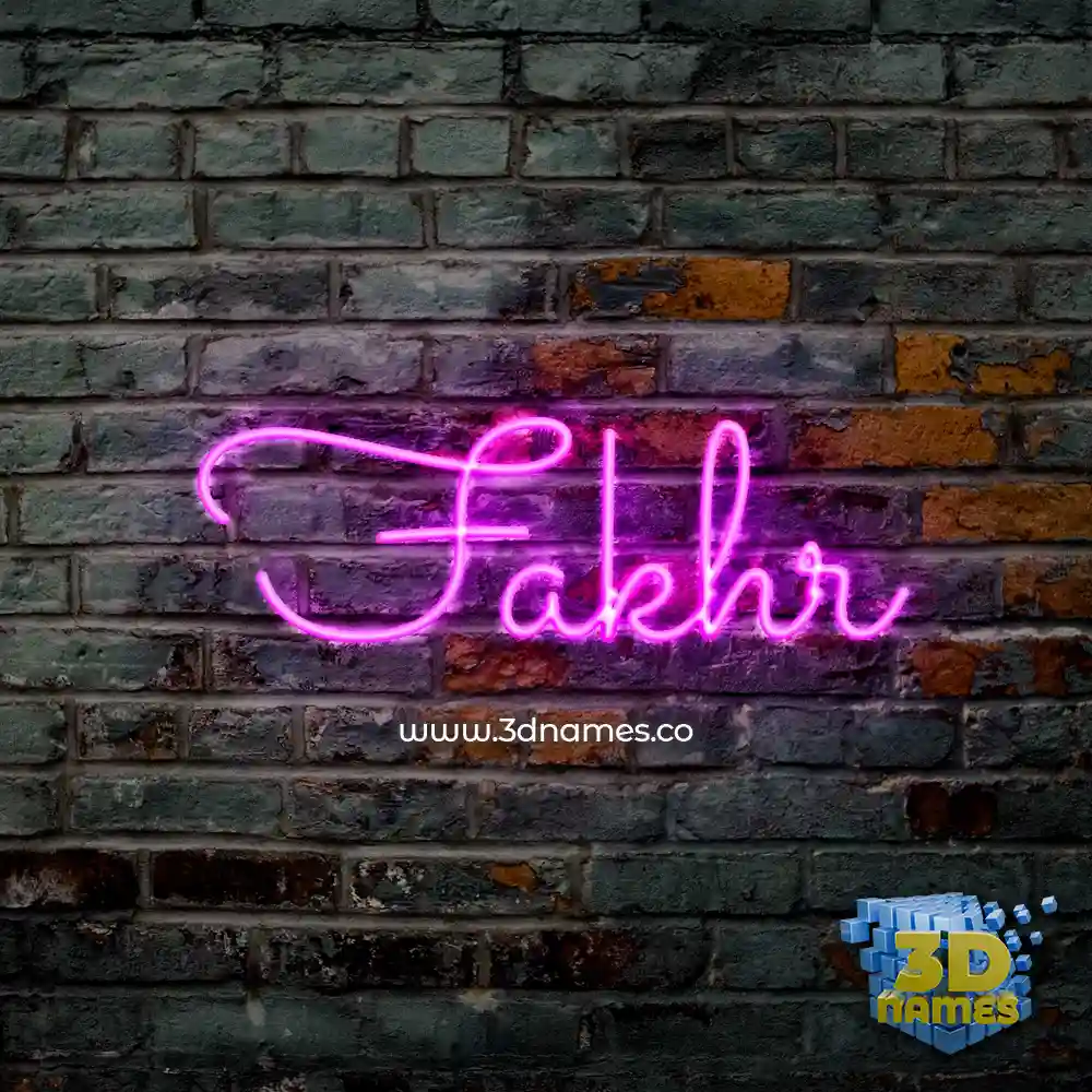 fakhr in Pink Neon style - 3D name wallpaper
