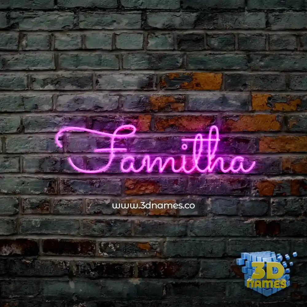 famitha in Pink Neon style - 3D name wallpaper