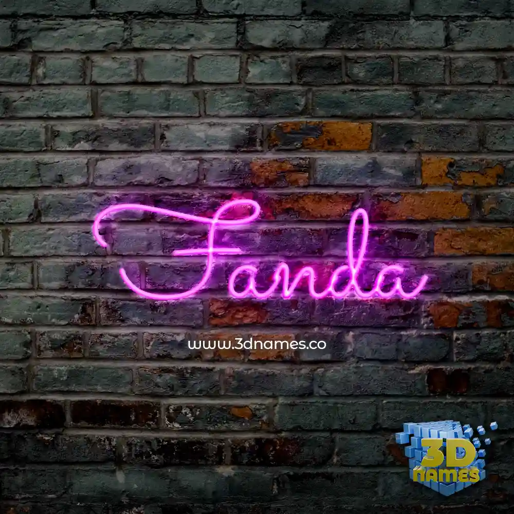 fanda in Pink Neon style - 3D name wallpaper