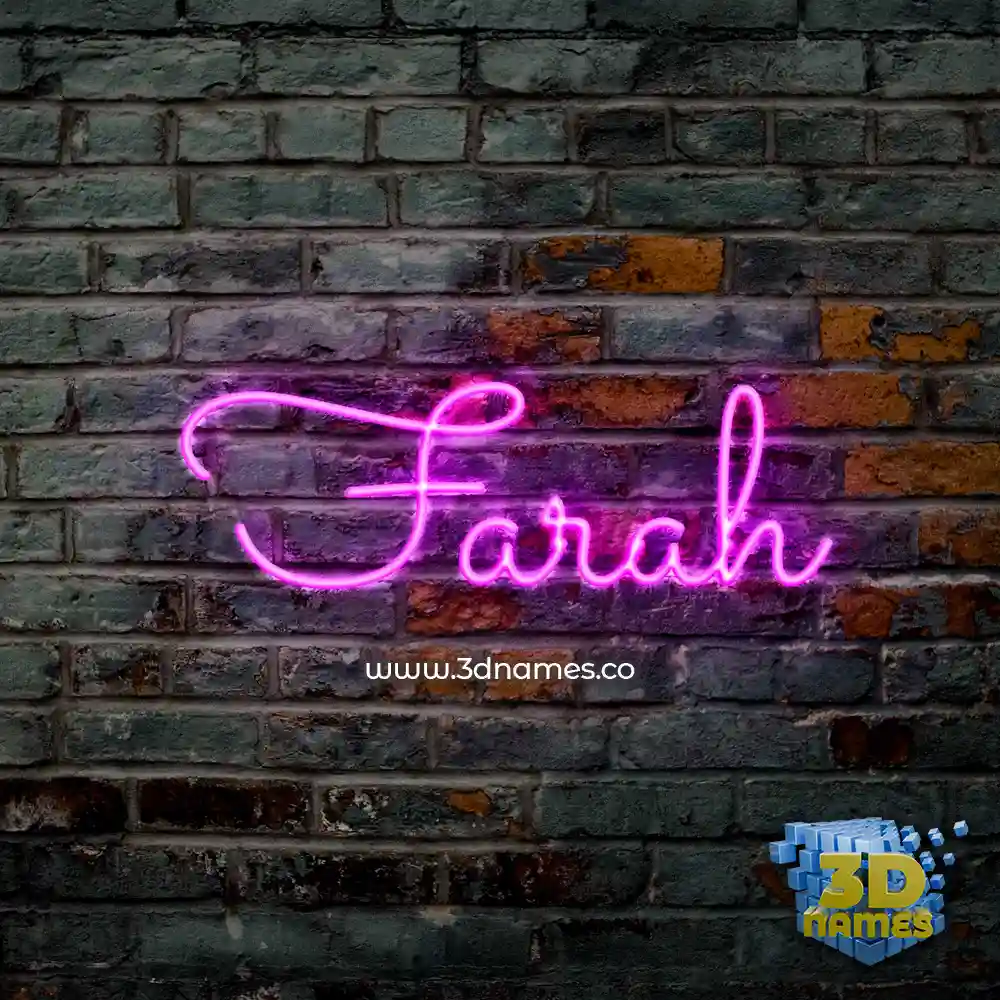 farah in Pink Neon style - 3D name wallpaper