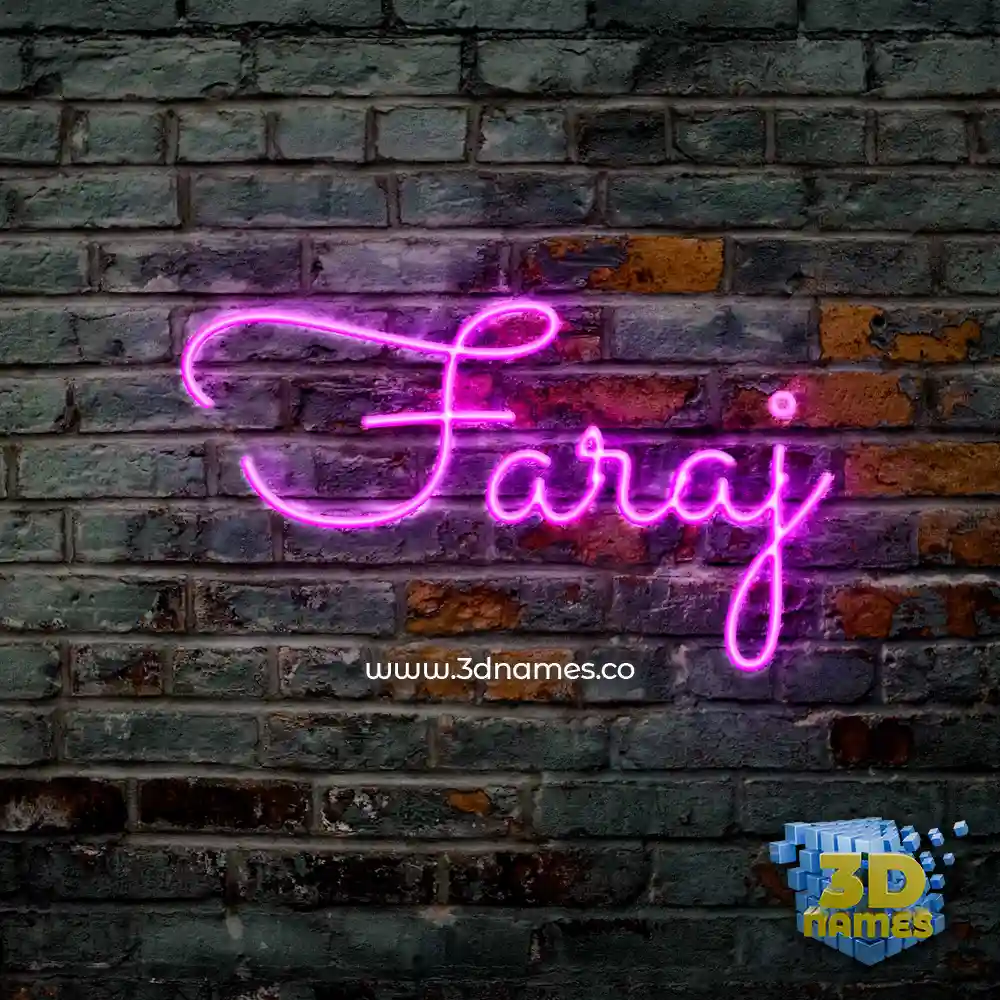 faraj in Pink Neon style - 3D name wallpaper