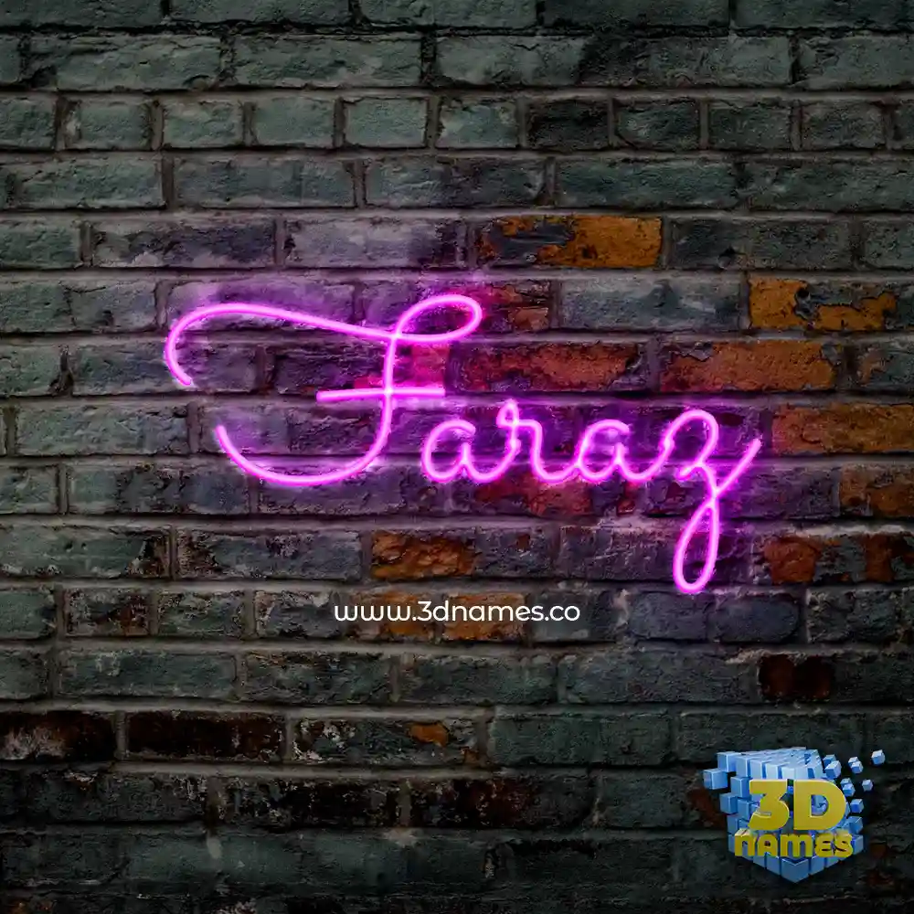 faraz in Pink Neon style - 3D name wallpaper