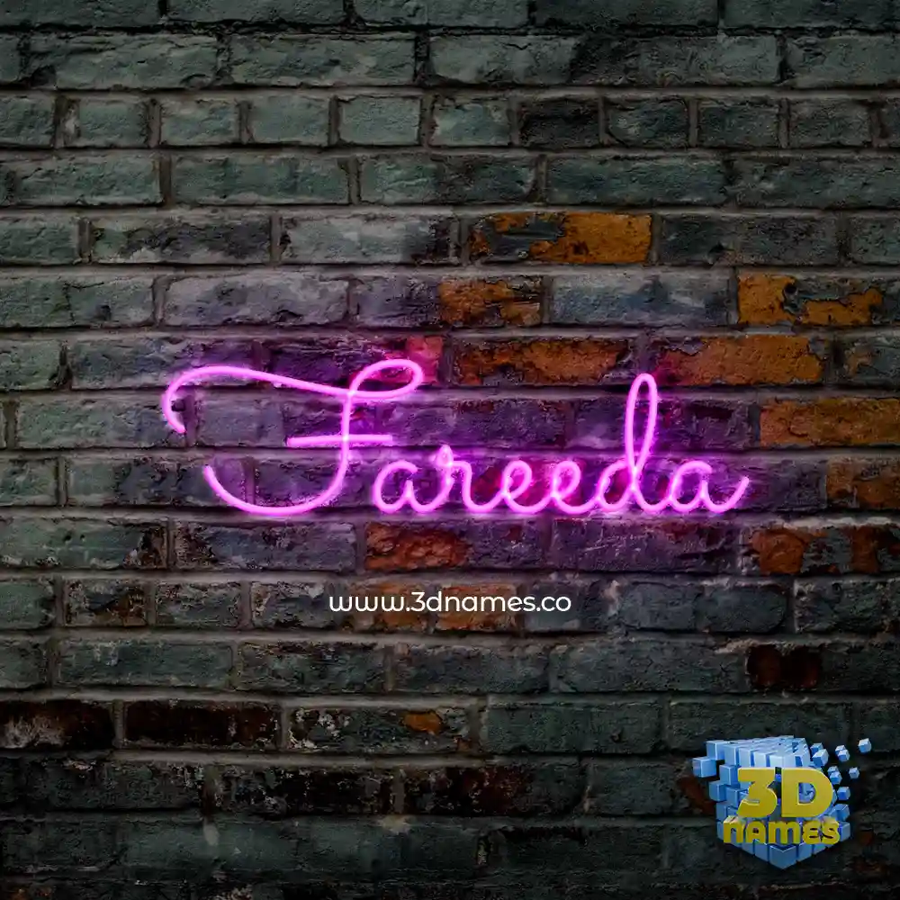 fareeda in Pink Neon style - 3D name wallpaper