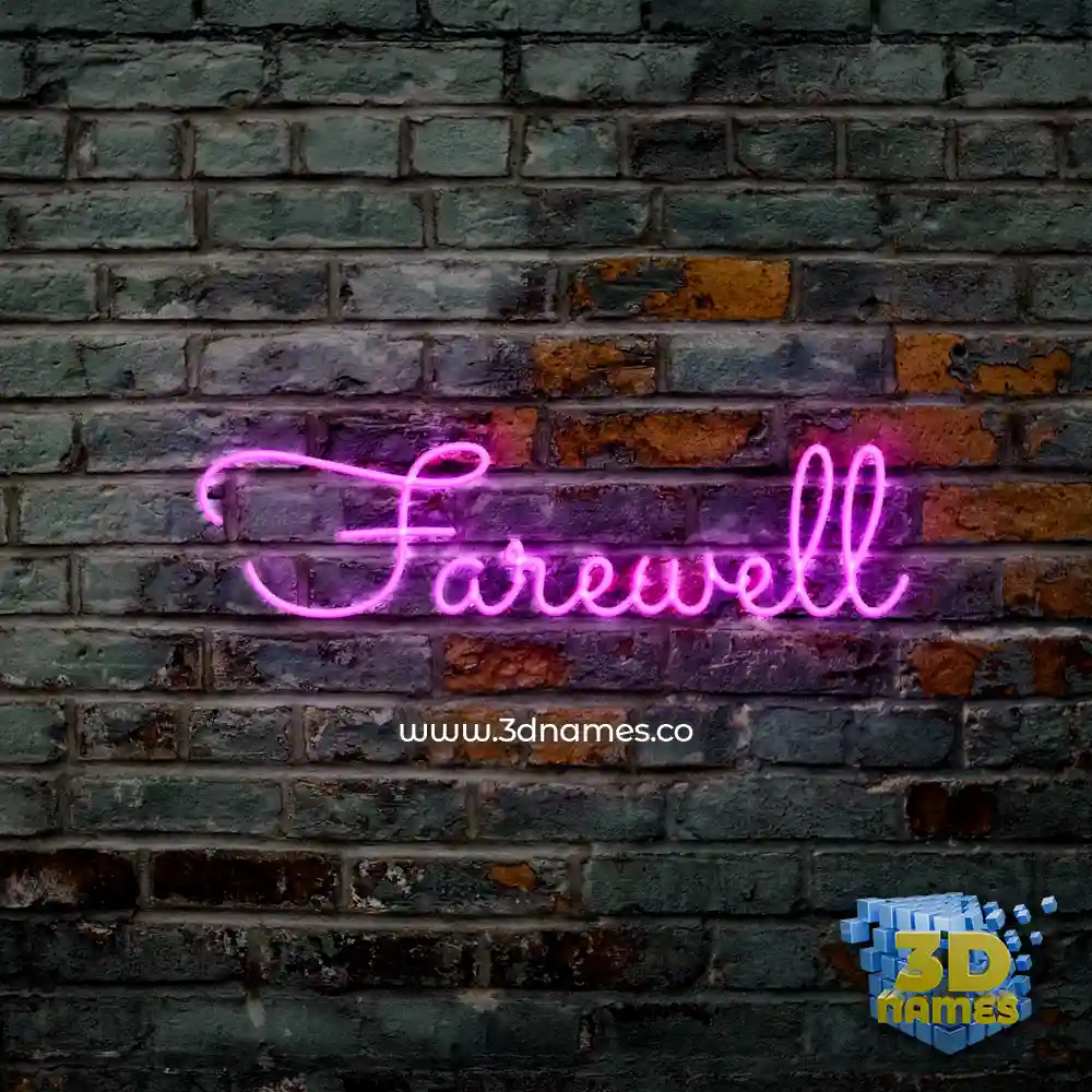 farewell in Pink Neon style - 3D name wallpaper