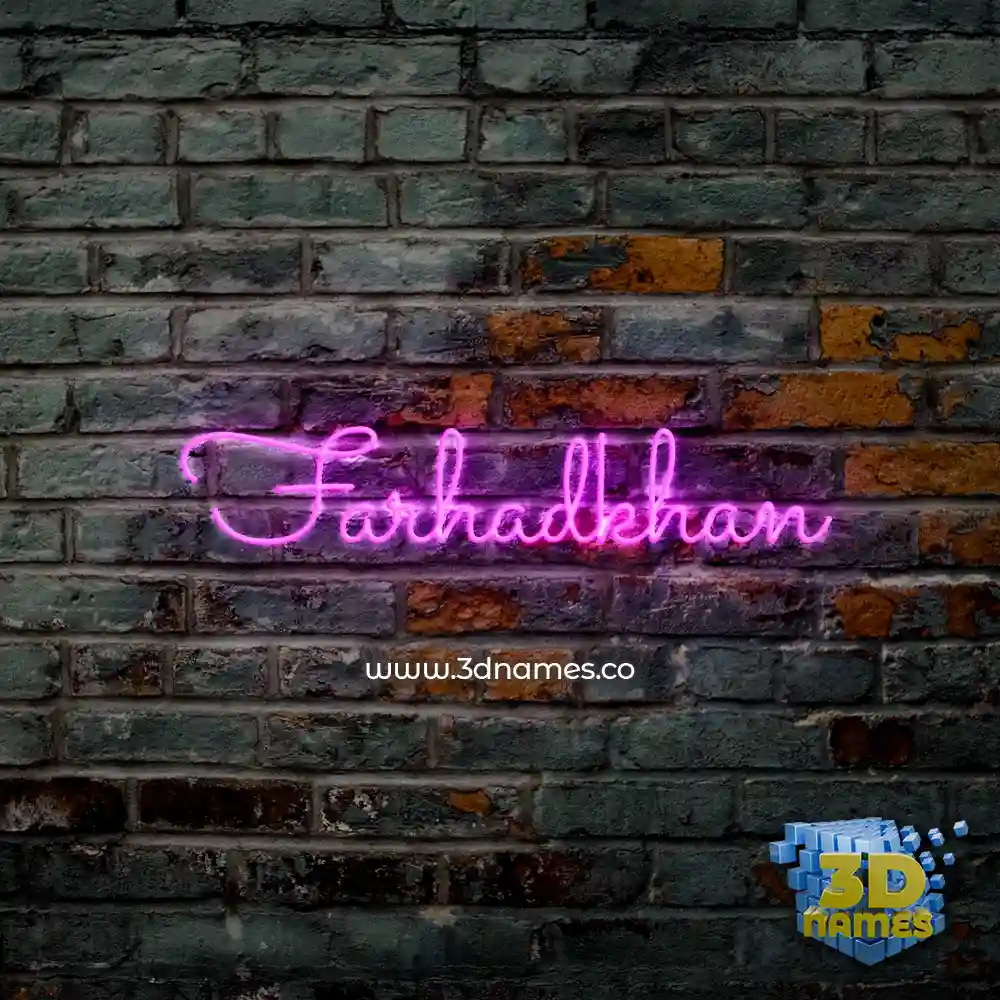 farhadkhan in Pink Neon style - 3D name wallpaper