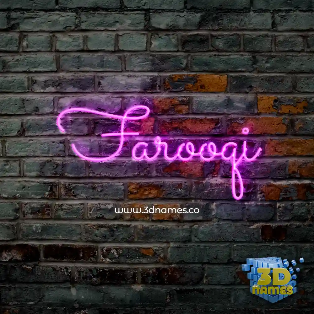 farooqi in Pink Neon style - 3D name wallpaper