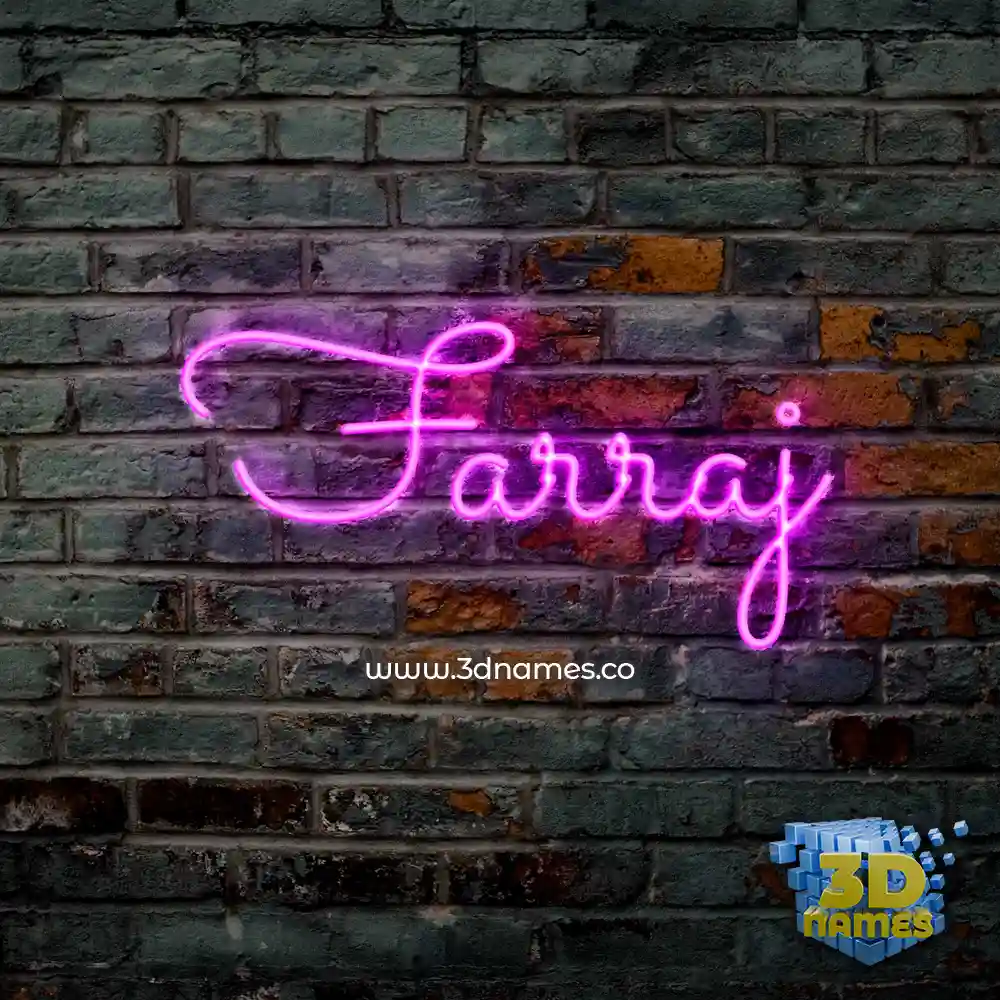 farraj in Pink Neon style - 3D name wallpaper