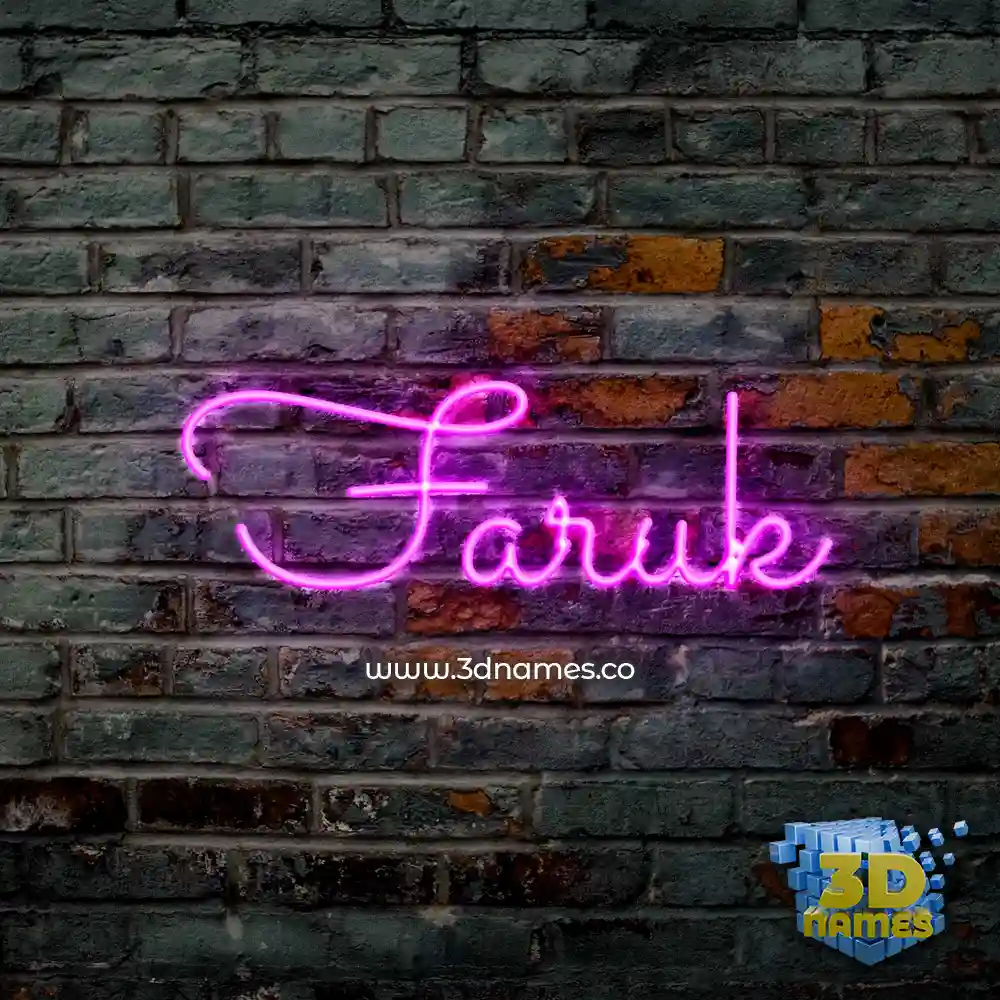 faruk in Pink Neon style - 3D name wallpaper