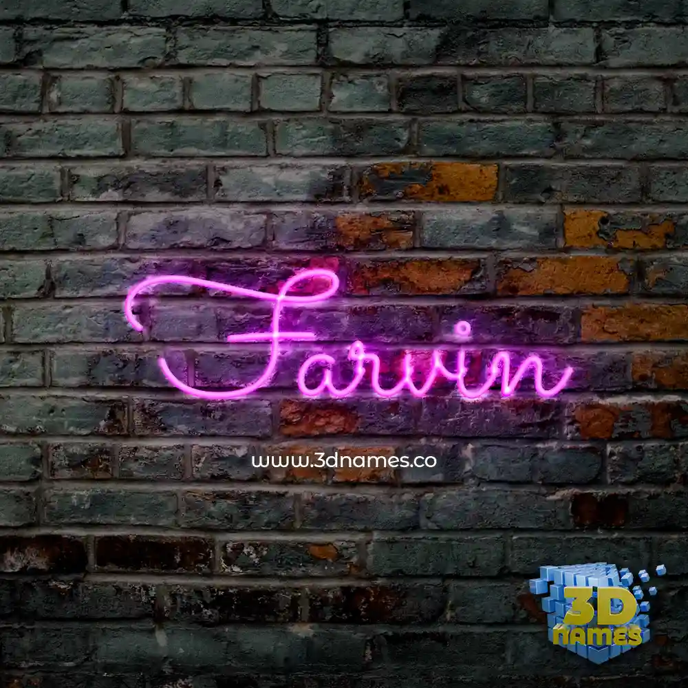 farvin in Pink Neon style - 3D name wallpaper