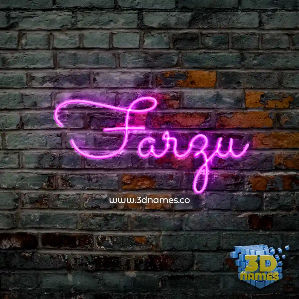 farzu in Pink Neon style - 3D name wallpaper