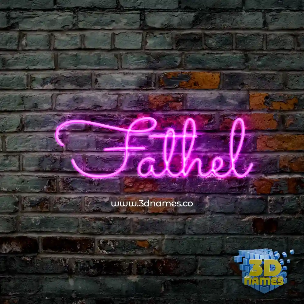 fathel in Pink Neon style - 3D name wallpaper