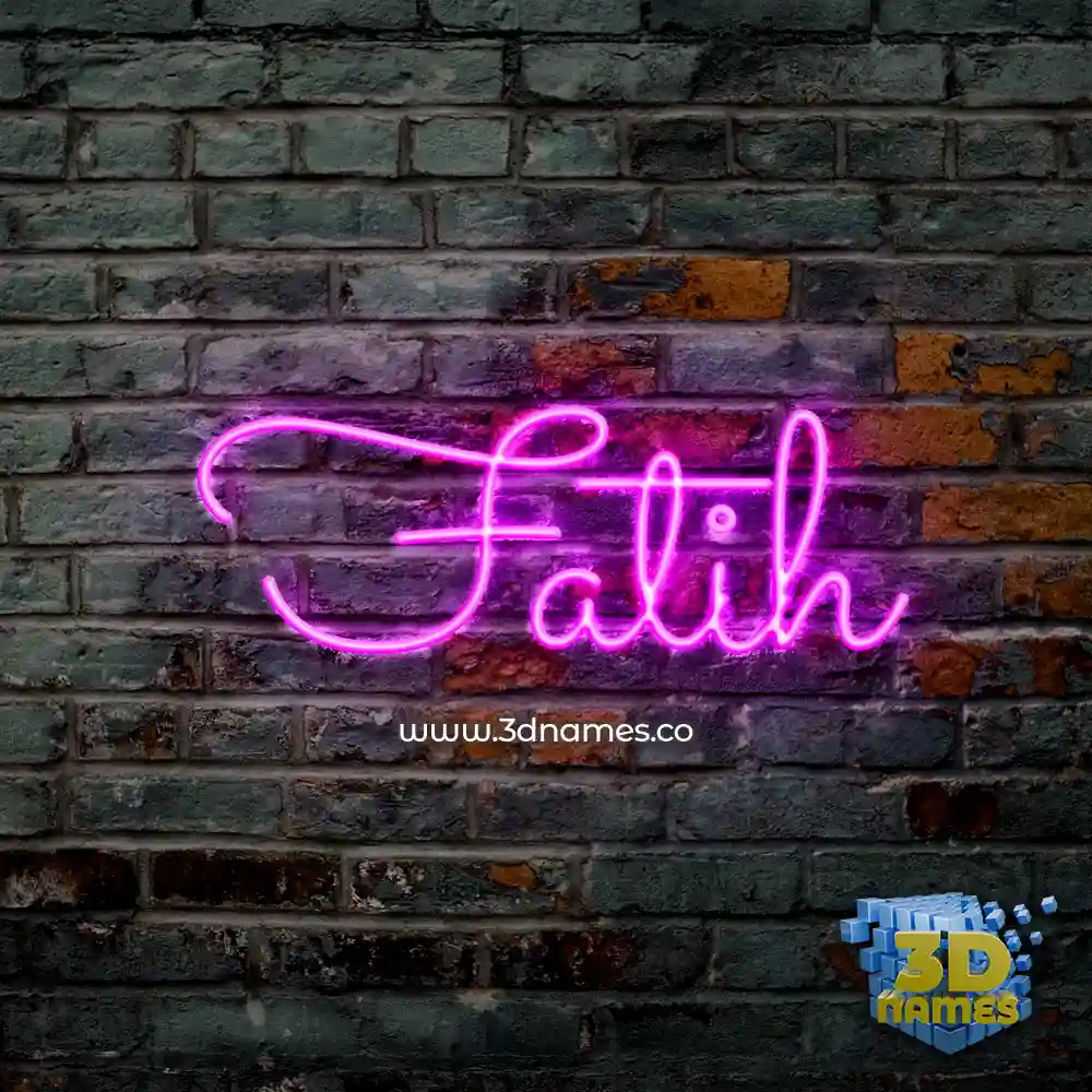 fatih in Pink Neon style - 3D name wallpaper