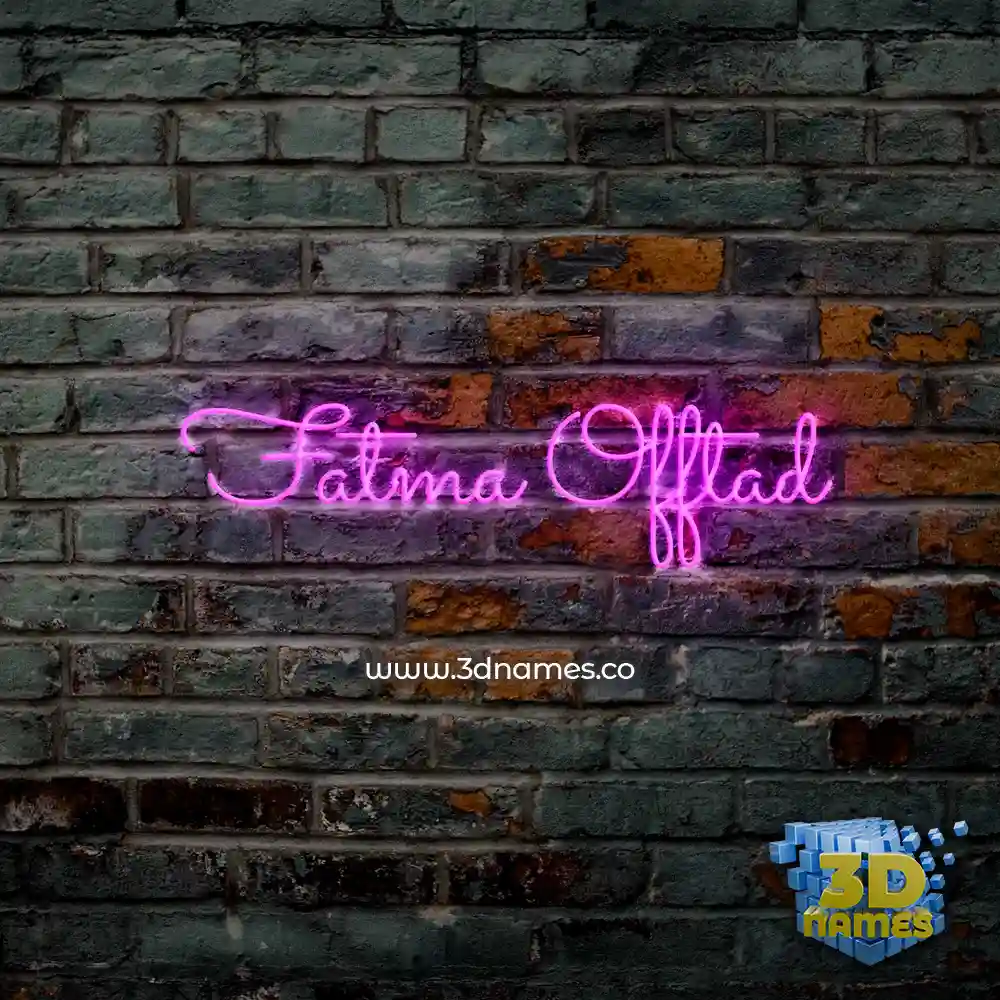 fatma offtad in Pink Neon style - 3D name wallpaper