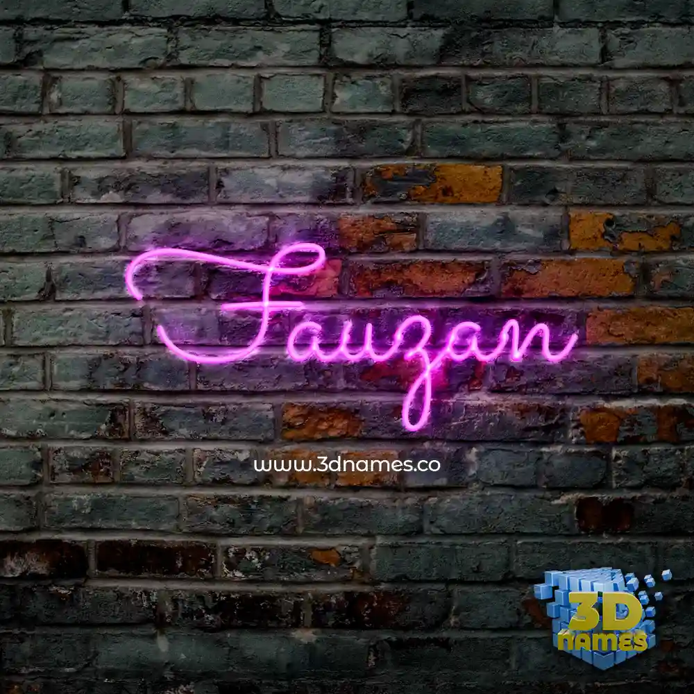 fauzan in Pink Neon style - 3D name wallpaper