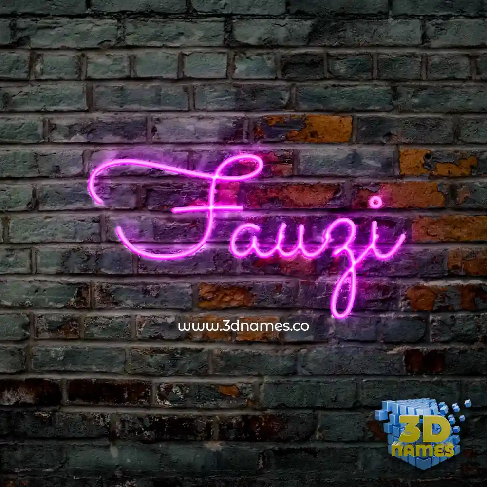 fauzi in Pink Neon style - 3D name wallpaper